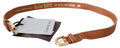 Scervino Street Elegant Brown Leather Double Buckle Belt Scervino Street