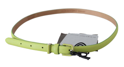 Scervino Street Classic Green Leather Belt with Silver-Tone Hardware Scervino Street