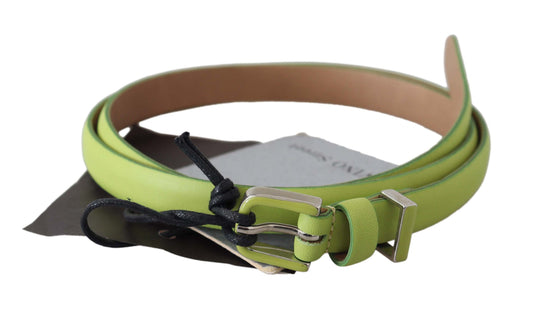 Scervino Street Classic Green Leather Belt with Silver-Tone Hardware Scervino Street