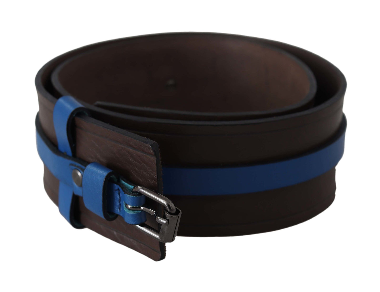 Costume National Elegant Brown Leather Belt with Blue Lining Costume National