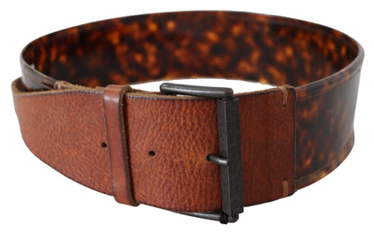 Ermanno Scervino Elegant Dark Brown Leather Belt with Vintage Buckle Ermanno Scervino