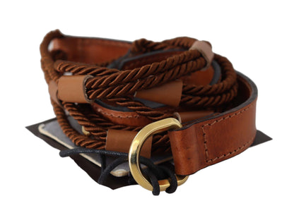 Scervino Street Elegant Braided Leather Belt in Dark Brown Scervino Street