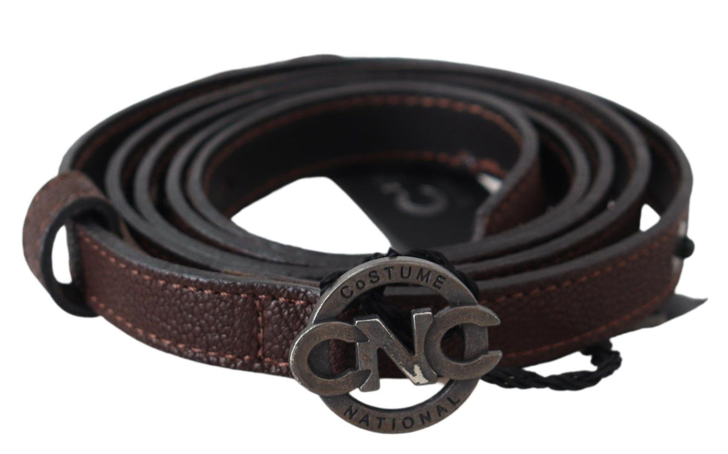 Costume National Elegant Brown Leather Belt with Rustic Hardware Costume National