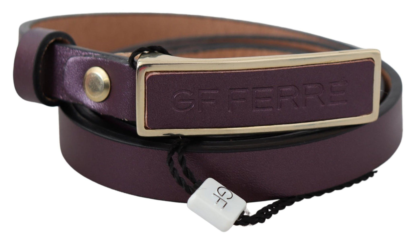 GF Ferre Elegant Maroon Leather Belt with Gold-Tone Buckle GF Ferre