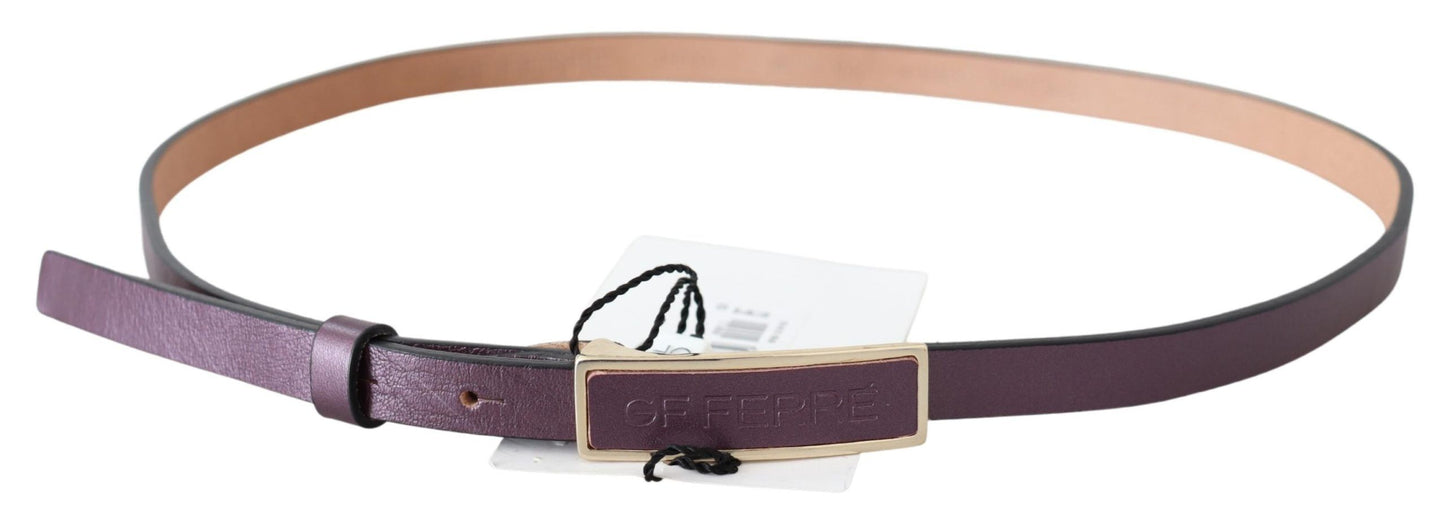 GF Ferre Elegant Maroon Leather Belt with Gold-Tone Buckle GF Ferre