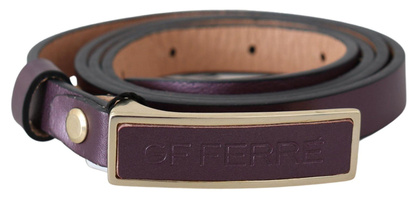 GF Ferre Elegant Maroon Leather Belt with Gold-Tone Buckle GF Ferre