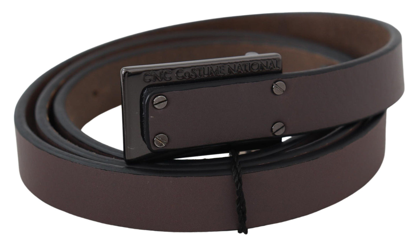 Costume National Elegant Dark Brown Leather Belt Costume National