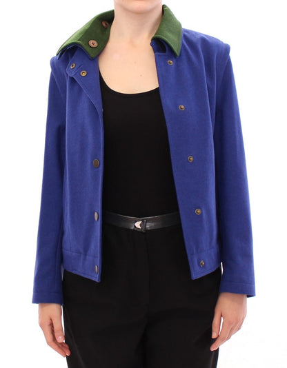 Andrea Incontri Elegant Blue Wool Jacket with Removable Collar Andrea Incontri