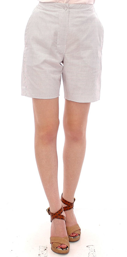 Andrea Incontri Chic White Checkered Cotton Shorts Andrea Incontri