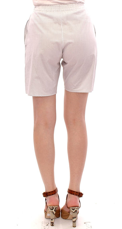 Andrea Incontri Chic White Checkered Cotton Shorts Andrea Incontri