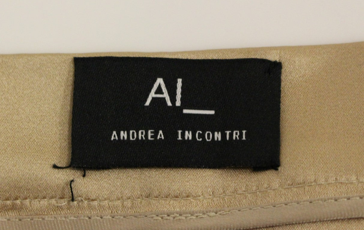 Andrea Incontri মার্জিত সিল্ক Pleated হাঁটু দৈর্ঘ্য স্কার্ট