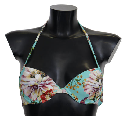 Dolce & Gabbana Chic Mint Green Floral Bikini Top Dolce & Gabbana