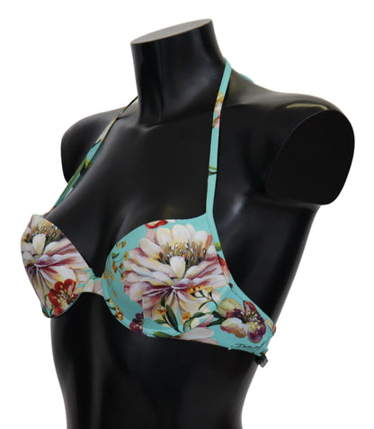 Dolce & Gabbana Chic Mint Green Floral Bikini Top Dolce & Gabbana