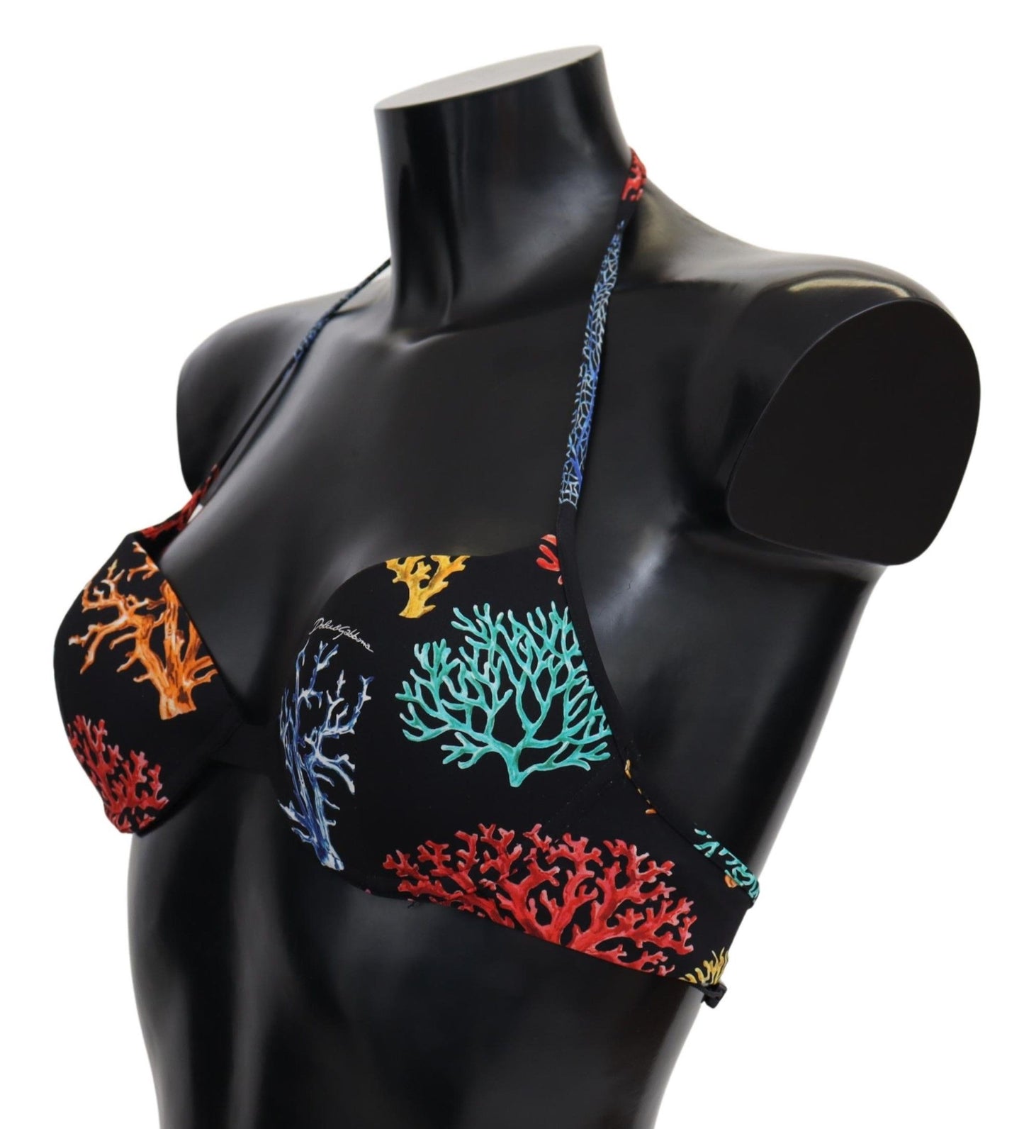 Dolce & Gabbana Chic Black Coral Print Bikini Top Dolce & Gabbana