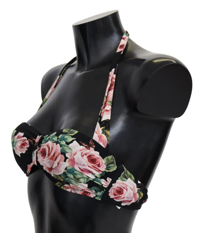 Dolce & Gabbana Elegant Black Floral Bikini Top Dolce & Gabbana