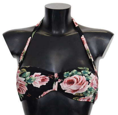 Dolce & Gabbana Elegant Black Floral Bikini Top Dolce & Gabbana