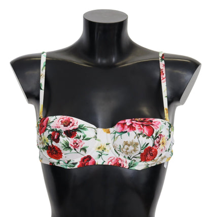 Dolce & Gabbana Elegant Floral Bikini Top – Summer Chic Dolce & Gabbana