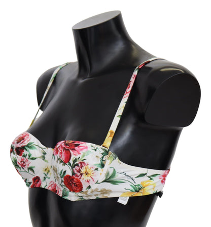 Dolce & Gabbana Elegant Floral Bikini Top – Summer Chic Dolce & Gabbana