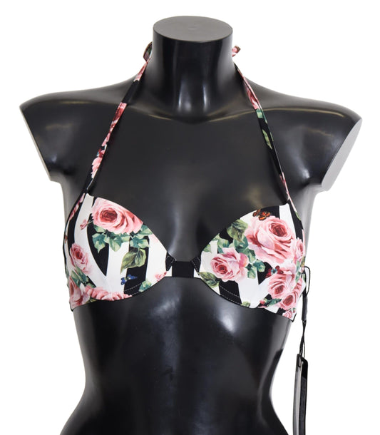 Dolce & Gabbana Chic Rose Print Bikini Top for Elegant Beach Days Dolce & Gabbana