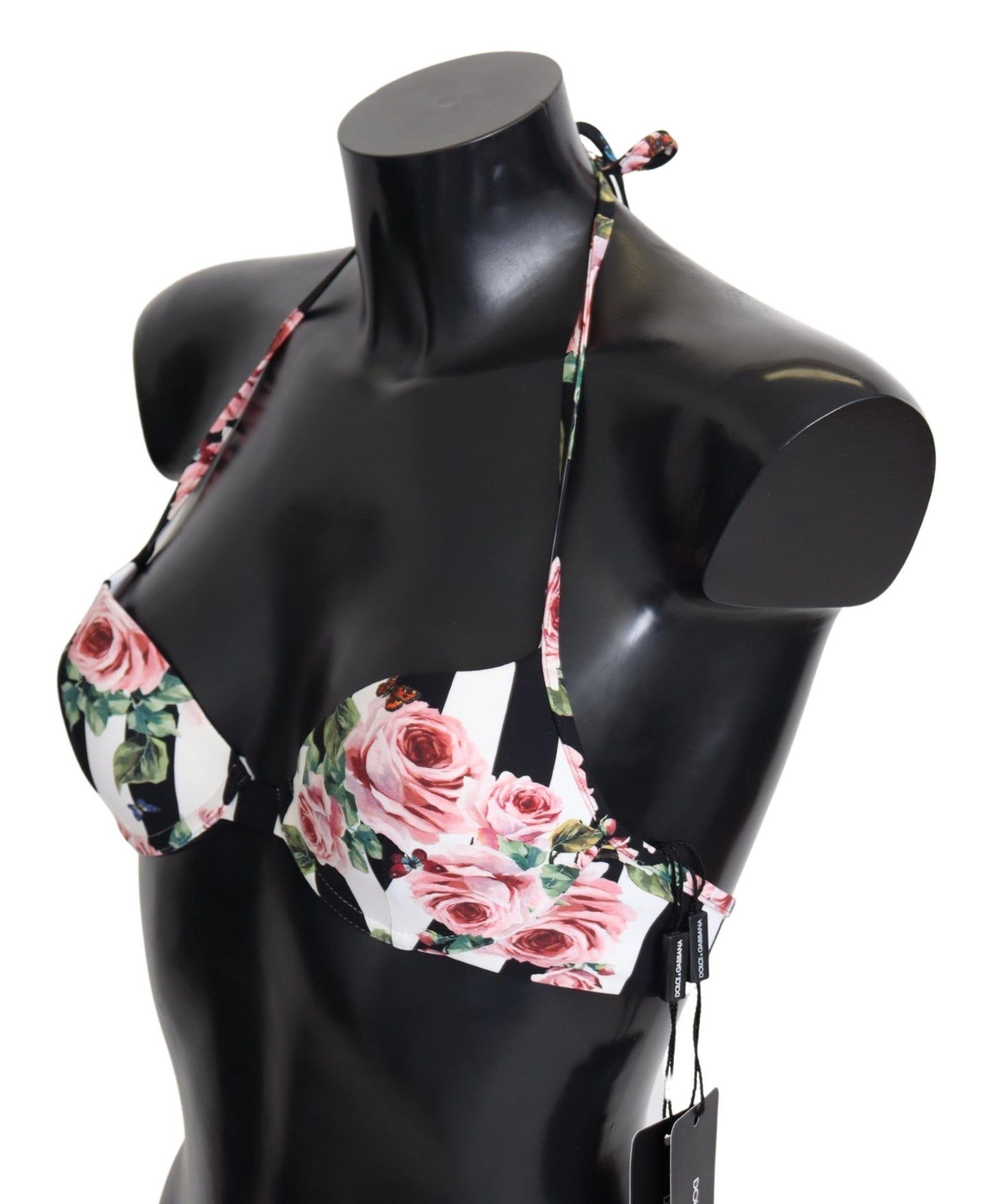 Dolce & Gabbana Chic Rose Print Bikini Top for Elegant Beach Days Dolce & Gabbana