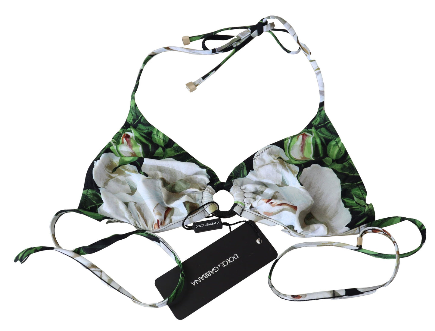 Dolce & Gabbana Floral Print Bikini Top with Logo Clasp Dolce & Gabbana