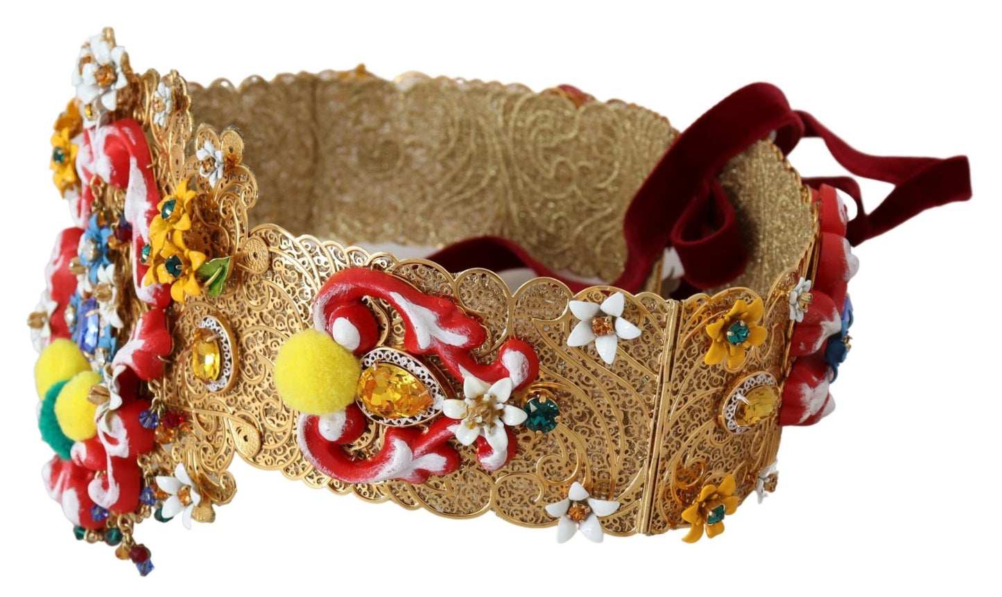 Dolce & Gabbana Gold-Tone Floral Crystal Waist Belt Dolce & Gabbana