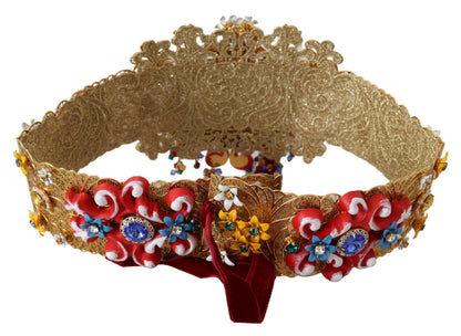 Dolce & Gabbana Gold-Tone Floral Crystal Waist Belt Dolce & Gabbana