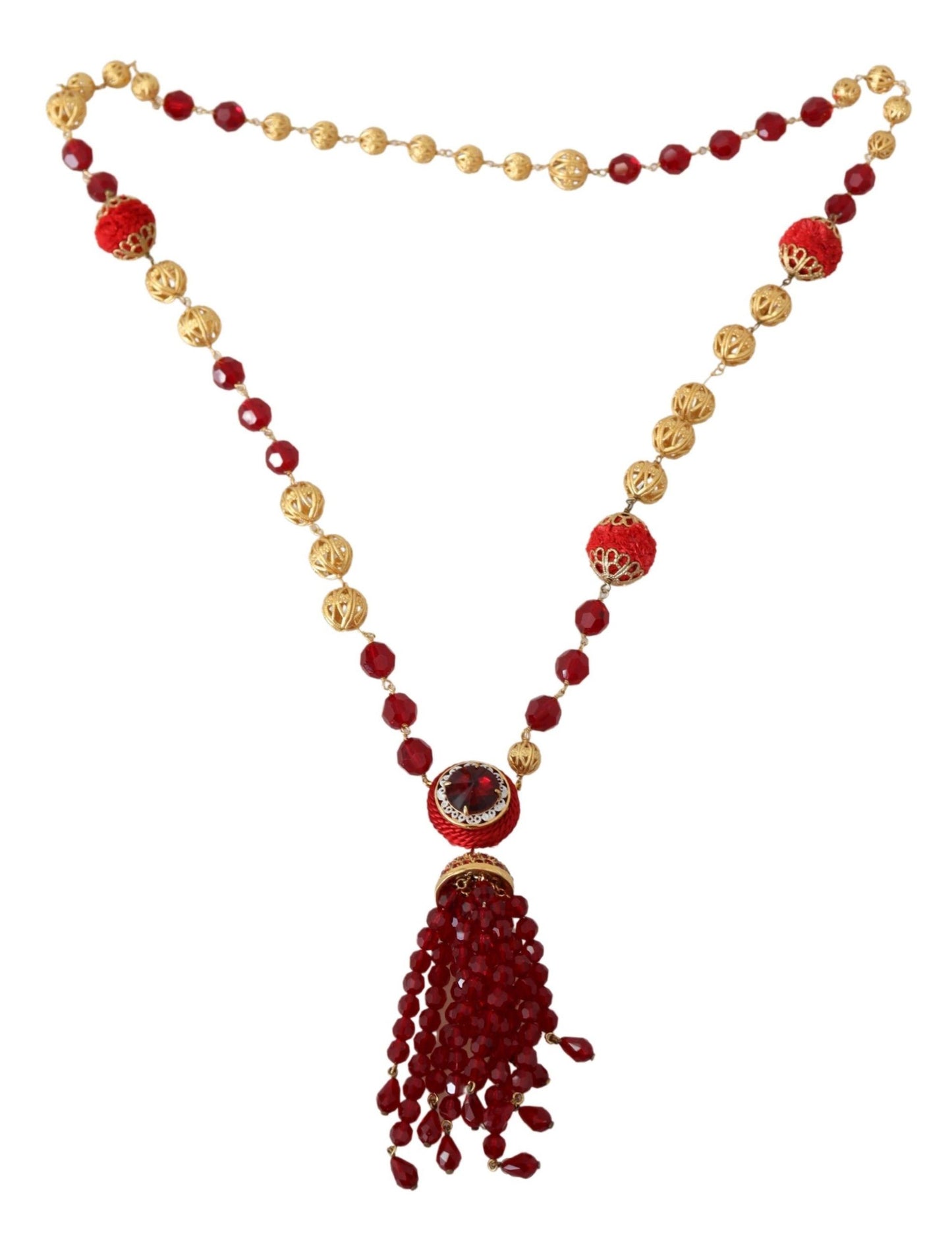 Dolce & Gabbana Elegant Red Crystal Gold-Plated Necklace Dolce & Gabbana