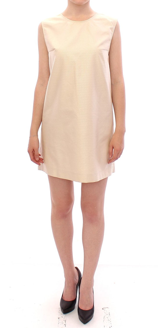 Andrea Incontri Elegant Beige Shift Sleeveless Dress Andrea Incontri