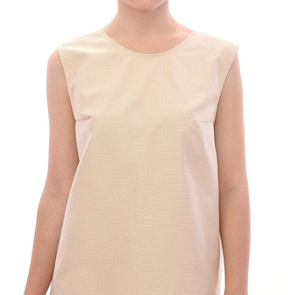 Andrea Incontri Elegant Beige Shift Sleeveless Dress Andrea Incontri