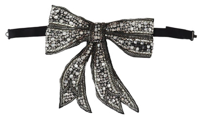 Dolce & Gabbana Crystal-Embellished Silk Bowtie - Silver Elegance Dolce & Gabbana