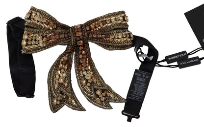 Dolce & Gabbana Elegant Gold Silk Embellished Bowtie Dolce & Gabbana