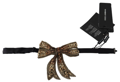 Dolce & Gabbana Elegant Gold Silk Embellished Bowtie Dolce & Gabbana