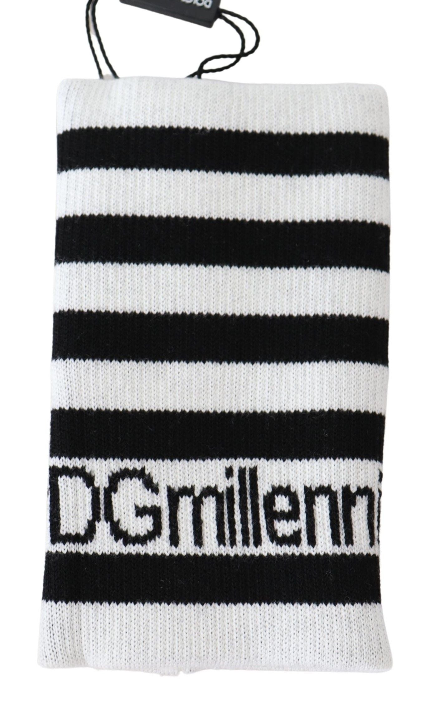 Dolce & Gabbana Elegant Black & White Wool Blend Wrist Wrap Dolce & Gabbana