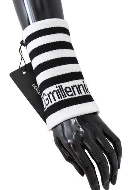 Dolce & Gabbana Elegant Black & White Wool Blend Wrist Wrap Dolce & Gabbana