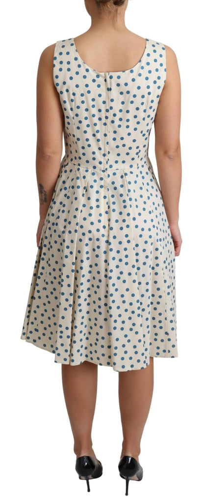 Dolce & Gabbana Elegant Beige Polka Dot A-Line Sleeveless Dress Dolce & Gabbana