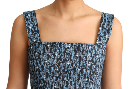 Dolce & Gabbana Elegant Sleeveless A-line Blue Heart Dress Dolce & Gabbana