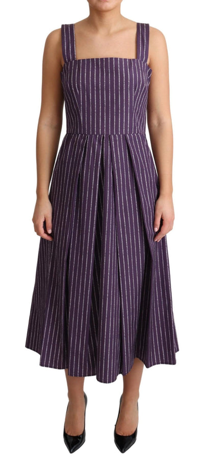 Dolce & Gabbana Elegant Sleeveless A-Line Purple Stripe Dress Dolce & Gabbana