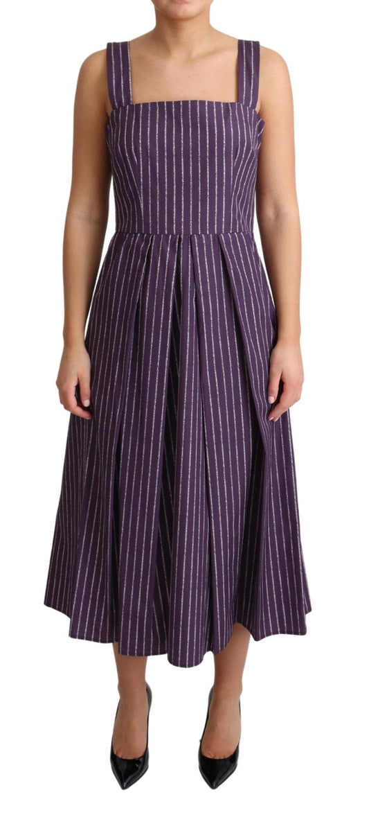 Dolce & Gabbana Elegant Sleeveless A-Line Purple Stripe Dress Dolce & Gabbana