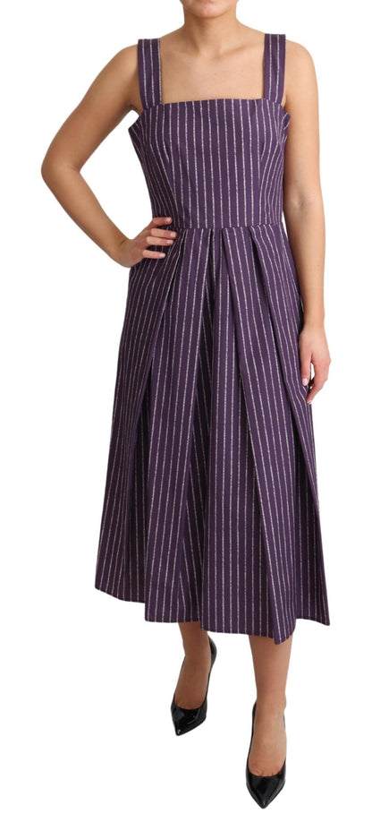 Dolce & Gabbana Elegant Sleeveless A-Line Purple Stripe Dress Dolce & Gabbana