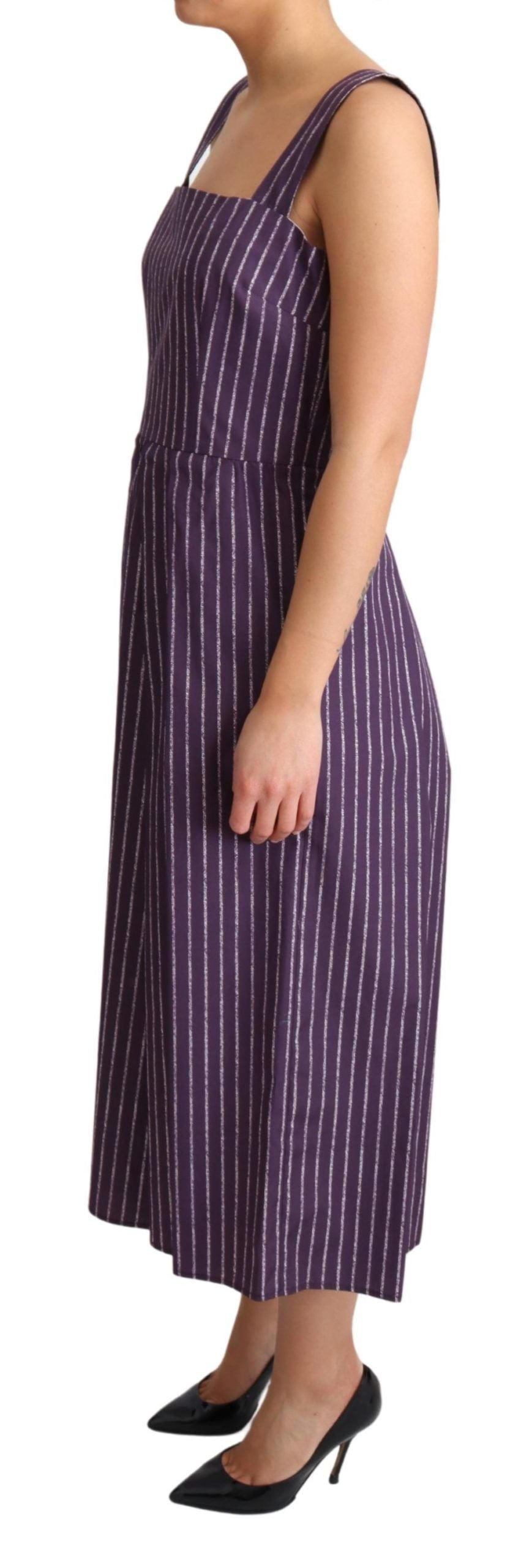 Dolce & Gabbana Elegant Sleeveless A-Line Purple Stripe Dress Dolce & Gabbana