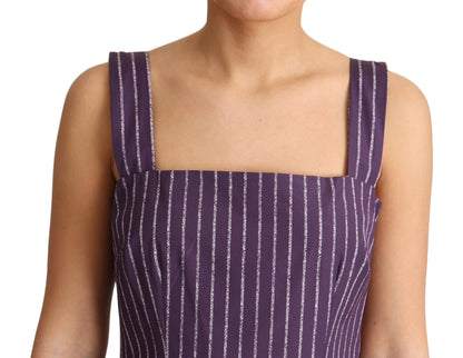 Dolce & Gabbana Elegant Sleeveless A-Line Purple Stripe Dress Dolce & Gabbana