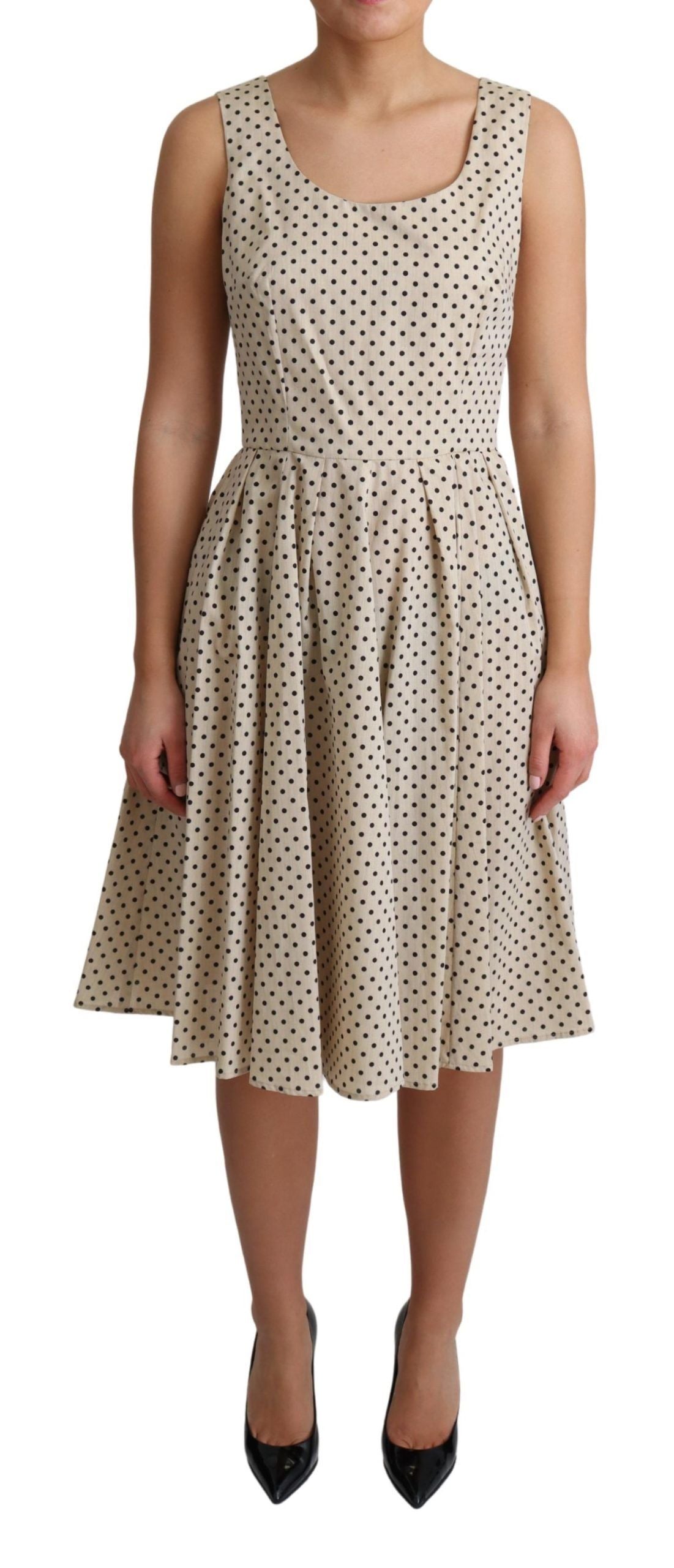 Dolce & Gabbana Elegant Polka Dot Sleeveless A-Line Dress Dolce & Gabbana