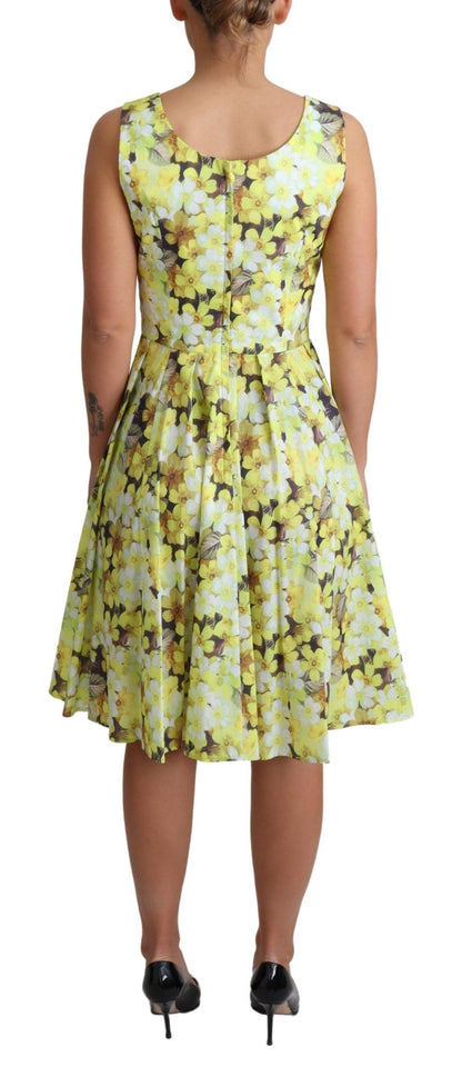 Dolce & Gabbana Elegant Yellow Floral A-Line Sleeveless Dress Dolce & Gabbana