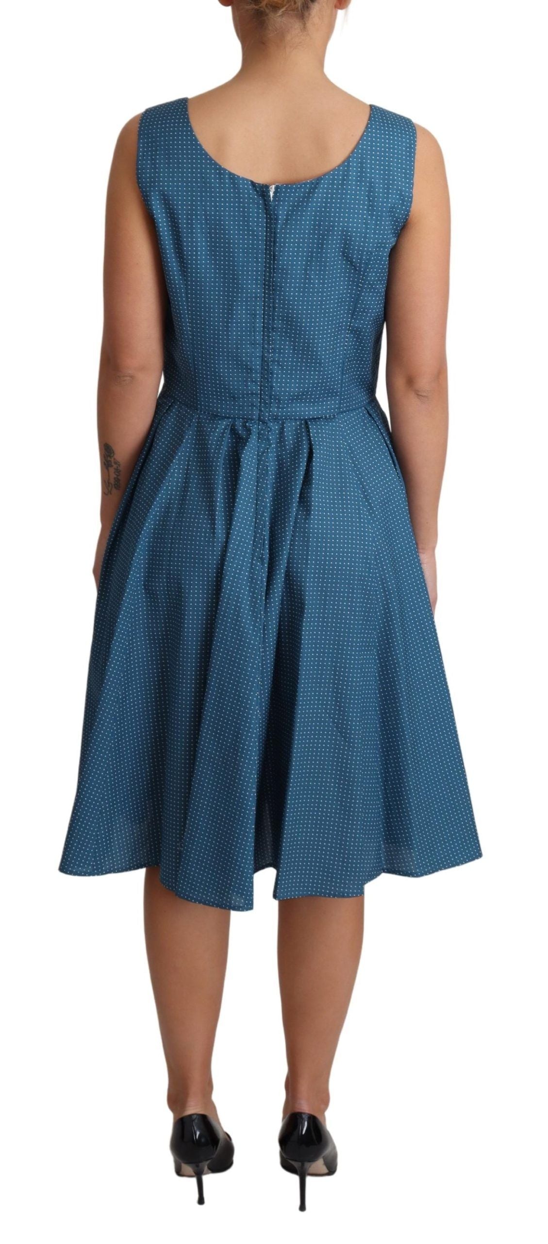 Dolce & Gabbana Blue Polka Dotted Sleeveless A-Line Dress Dolce & Gabbana