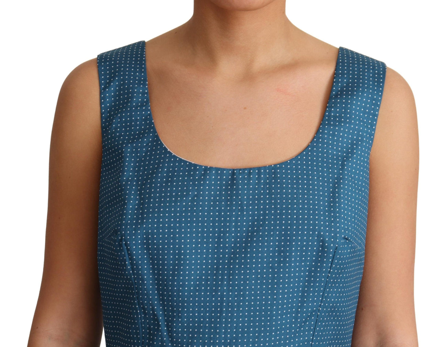 Dolce & Gabbana Blue Polka Dotted Sleeveless A-Line Dress Dolce & Gabbana