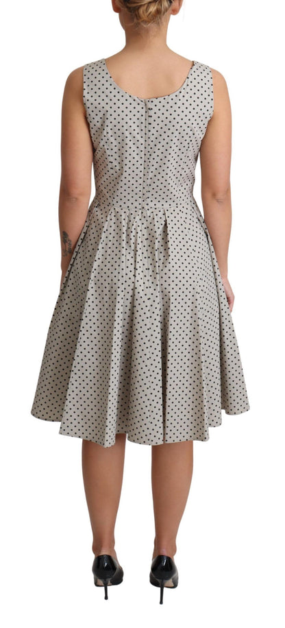 Dolce & Gabbana Polka-Dotted Beige Sleeveless A-line Dress Dolce & Gabbana