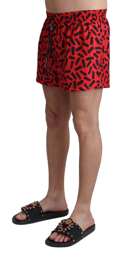 Dolce & Gabbana Radiant Red Drawstring Swim Trunks Dolce & Gabbana