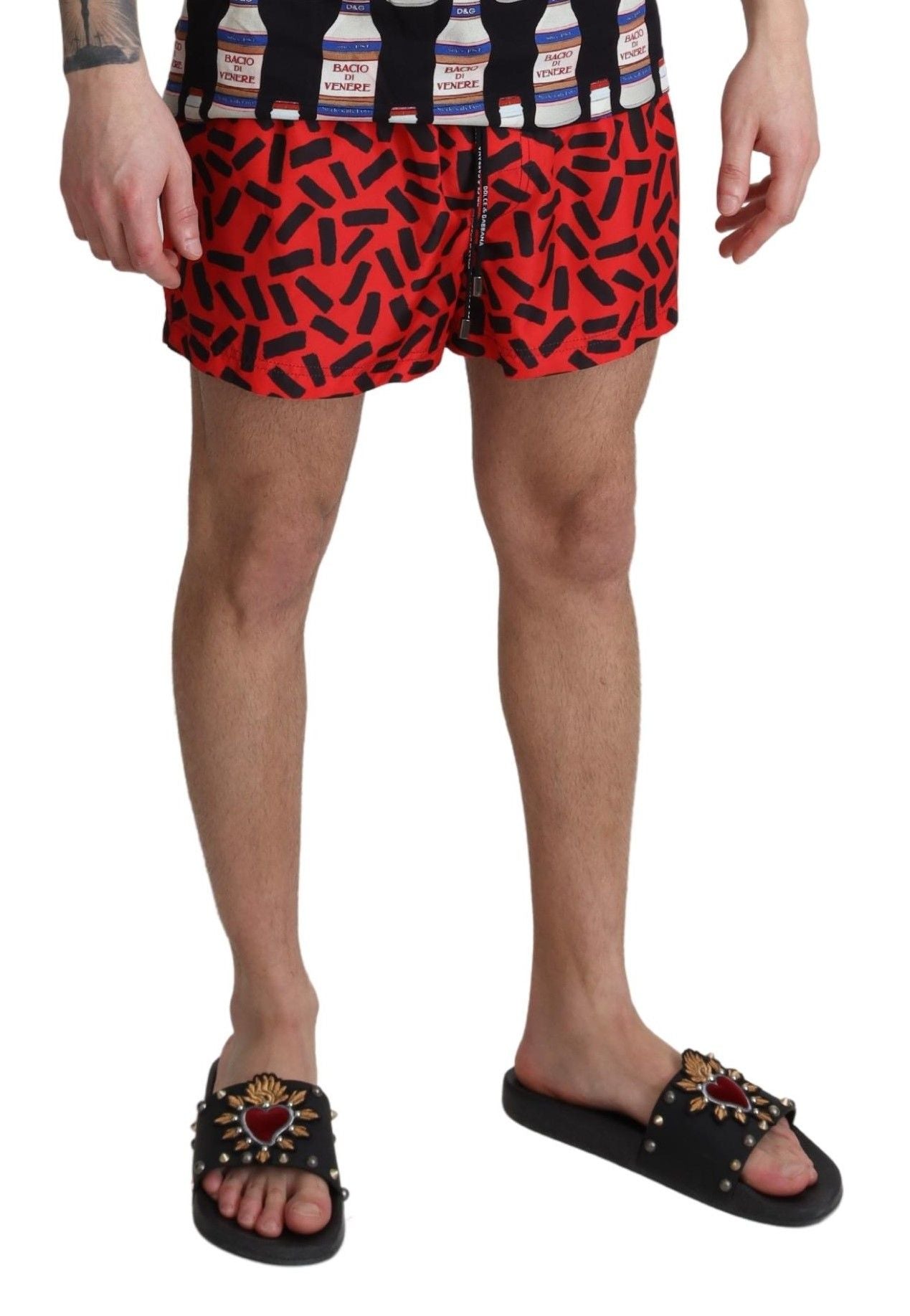 Dolce & Gabbana Radiant Red Drawstring Swim Trunks Dolce & Gabbana