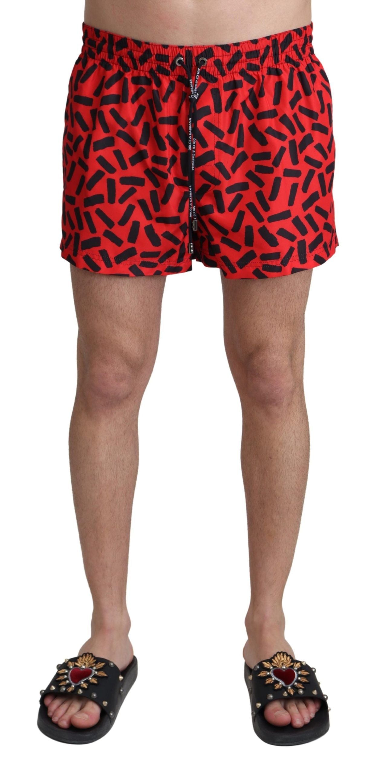 Dolce & Gabbana Radiant Red Drawstring Swim Trunks Dolce & Gabbana